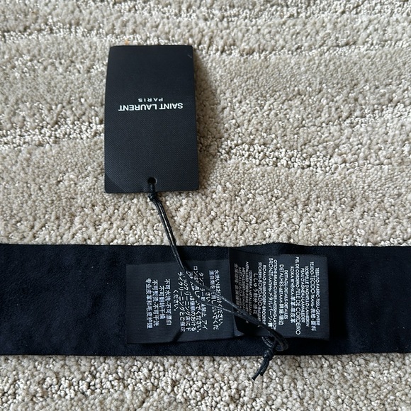 NWT Saint Laurent YSL Black Suede Scarf Choker Metallic Stars & Silver Studs - Picture 15 of 16